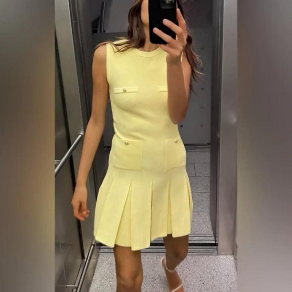 ZARA BOX PLEAT MINI DRESS